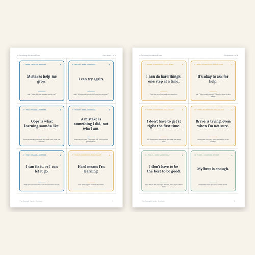 The Enough Cards – 20 Printable Affirmation Cards for Kids Who Fear Mistakes (Ages 4–8)