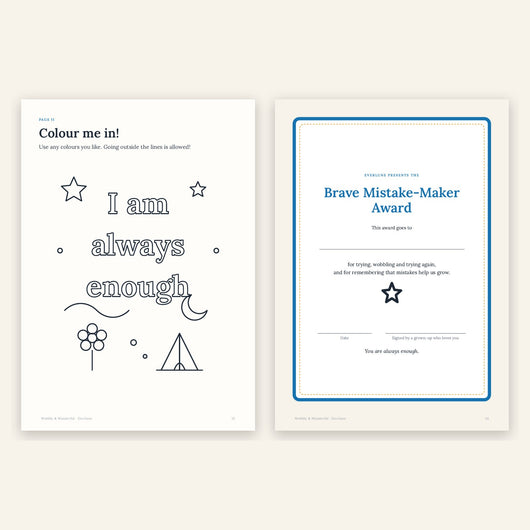 Wobbly & Wonderful – Printable Activity Book for Kids Who Fear Mistakes (Ages 4–8)